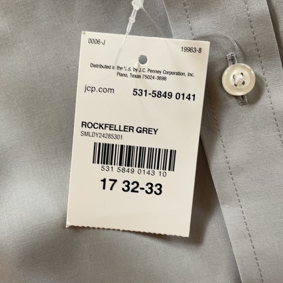 NEW Stafford Gray Dress Shirt w/ Bow Tie 17 32/33 - Picture 3 of 11